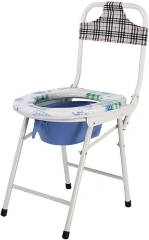 Foldable Commode/Shower Chair Portable Camping Toilet Chair Bedside Commode Elderly Disabled Folding Non Slip Shower Chair with Backrest for Trips Hiking Toilet Alternative Chair