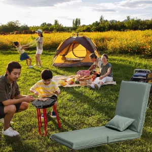 Foldable Portable Chair for Relaxation - Adjustable Recliner for Outdoor Adventures, Lightweight and Compact, Picnics and Camping, Light Green