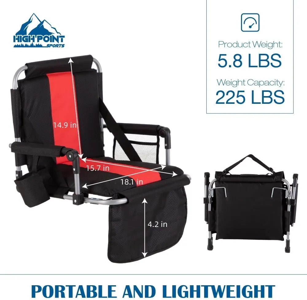 Foldable Stadium Seat Portable Folding Stadium Chairs Padded Bleacher Seat Cushion Bleacher Chair with Armrest and Cup Holder