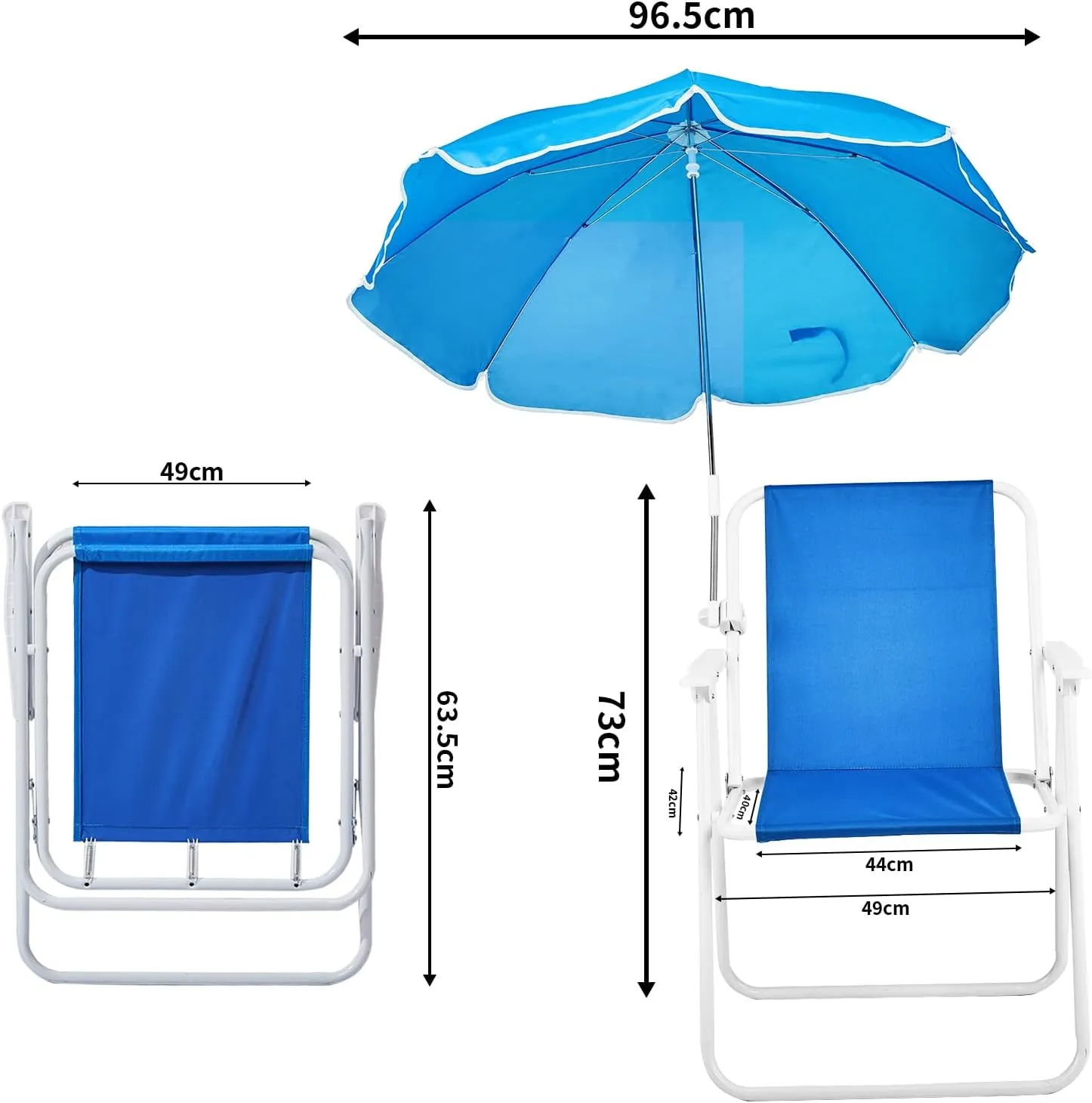Folding Beach Chair with Umbrella – Portable, Lightweight Lounge Chair for Adults with High Back & Heavy-Duty Frame, UPF Sun Protection for Beach, Camping, Park, Concerts (Blue)