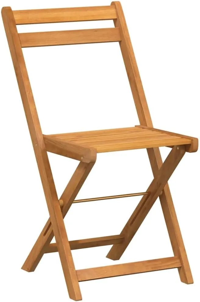 Folding Bistro Chairs Set of 8 Solid Acacia Wood Outdoor Patio Foldable Dining Chairs for Garden Pool Beach Camping