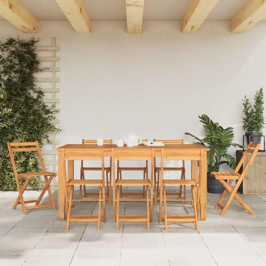 Folding Bistro Chairs Set of 8 Solid Acacia Wood Outdoor Patio Foldable Dining Chairs for Garden Pool Beach Camping