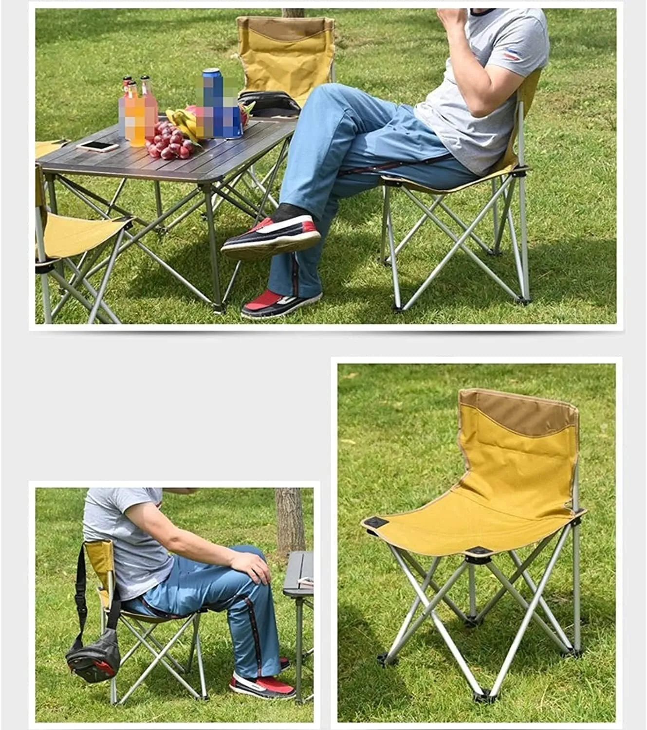 Folding Camping Outdoor Portable Aluminum Alloy Folding Chair Backrest Ultralight Fishing Leisure Chair Beach Seat Stool Outdoor Camping Chairs Foldable(36 * 35.5 * 61cm)