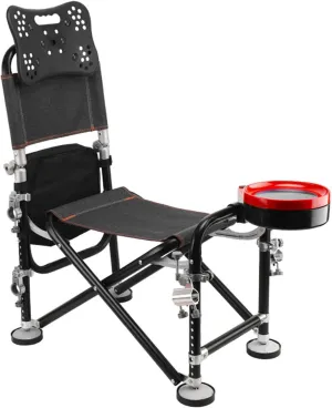 Folding Camping Stool, Fishing Chair Accommodate Two Fishing Rods, Camping Fishing Stool 13 Gear Rise Fall 21cm Adjustment Fishing Stool, Fisherman Gift, Portable Chair, Lounge Chair Black