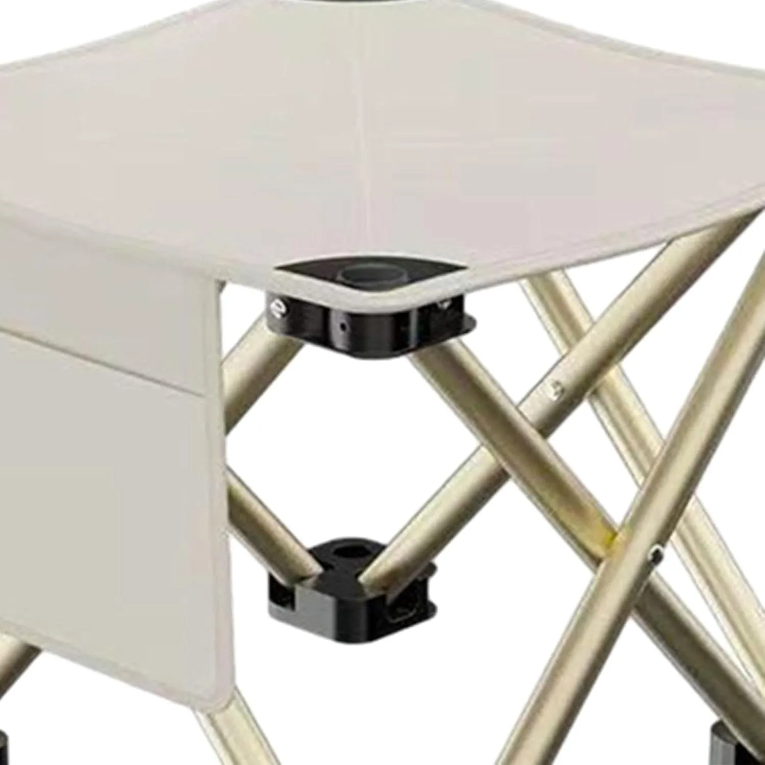 Folding Camping Stool with Side Pocket Sturdy Strong Load Bearing Foot Stool Small Foldable Chair for Backpacking Patio Lawn, White, 33cmx33cmx32cm