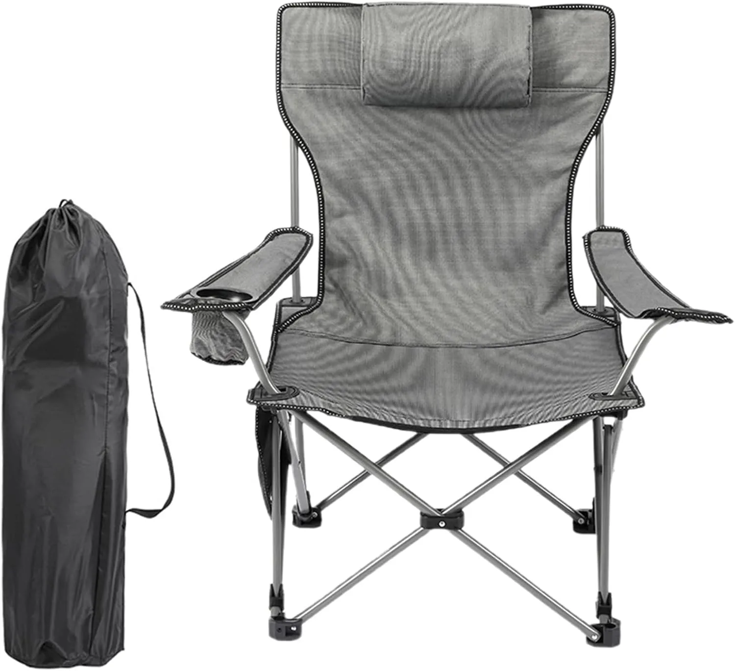 Folding Chairs with Cushion, 1 Set Folding Chair Portable Good Load Bearing Chair Comfy Outdoor Camping Chair for Picnic, Directors Chairs Foldable Grey