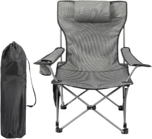 Folding Chairs with Cushion, 1 Set Folding Chair Portable Good Load Bearing Chair Comfy Outdoor Camping Chair for Picnic, Directors Chairs Foldable Grey