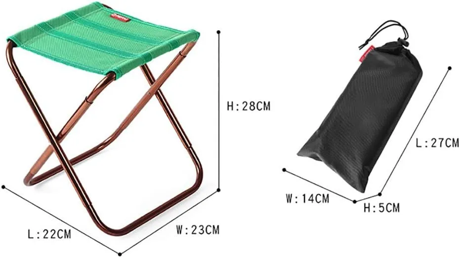Folding Fishing Chair Aluminum Portable Barbecue Fishing Mazar Chair Outdoor Folding Stool Super Comfort，Firm and Durable/Green/22 * 23 * 28Cm