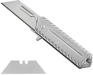 Folding Knife - Stainless Steel Heavy Duty EDC with 10pcs Trapezoidal Blades