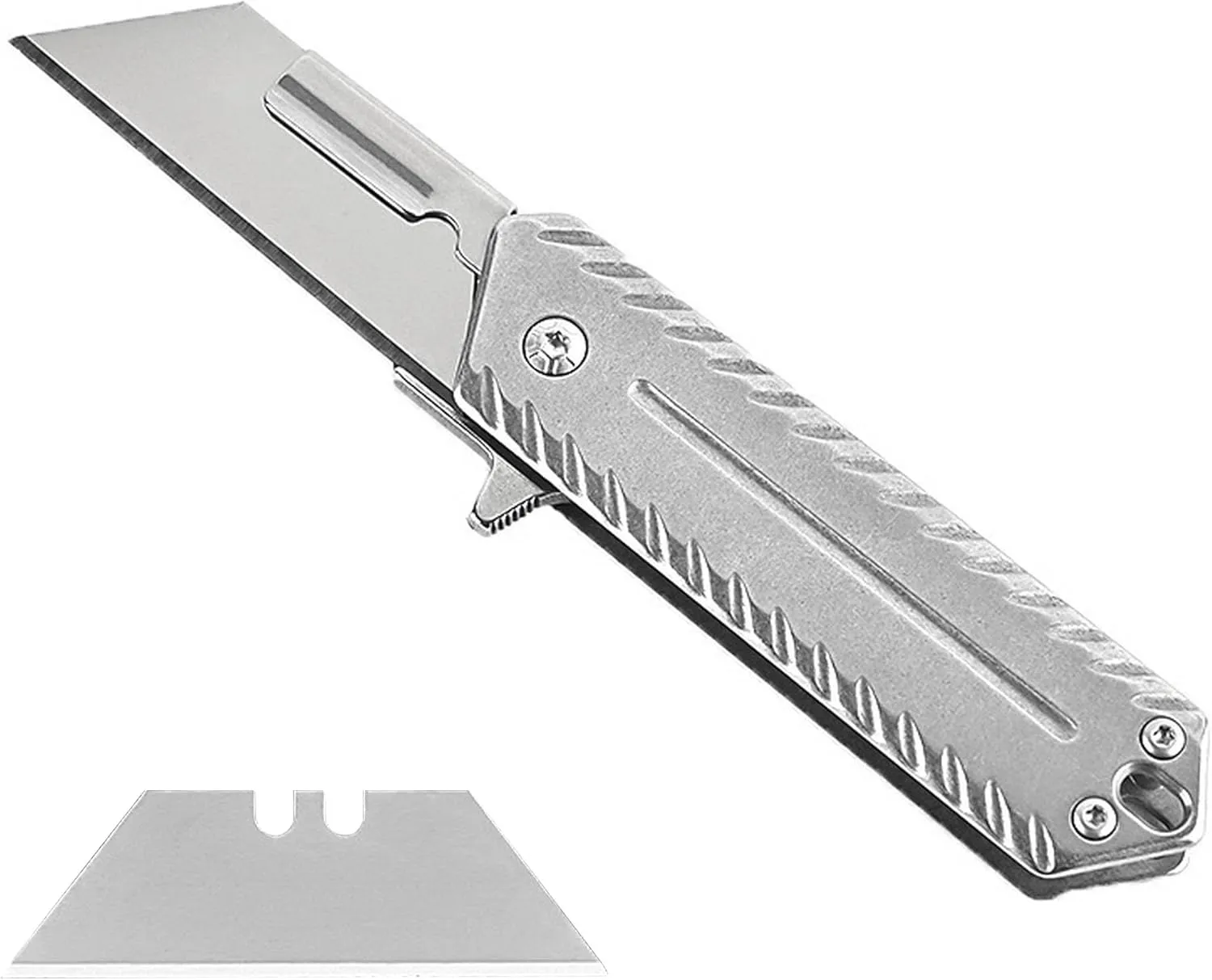 Folding Knife - Stainless Steel Heavy Duty EDC with 10pcs Trapezoidal Blades