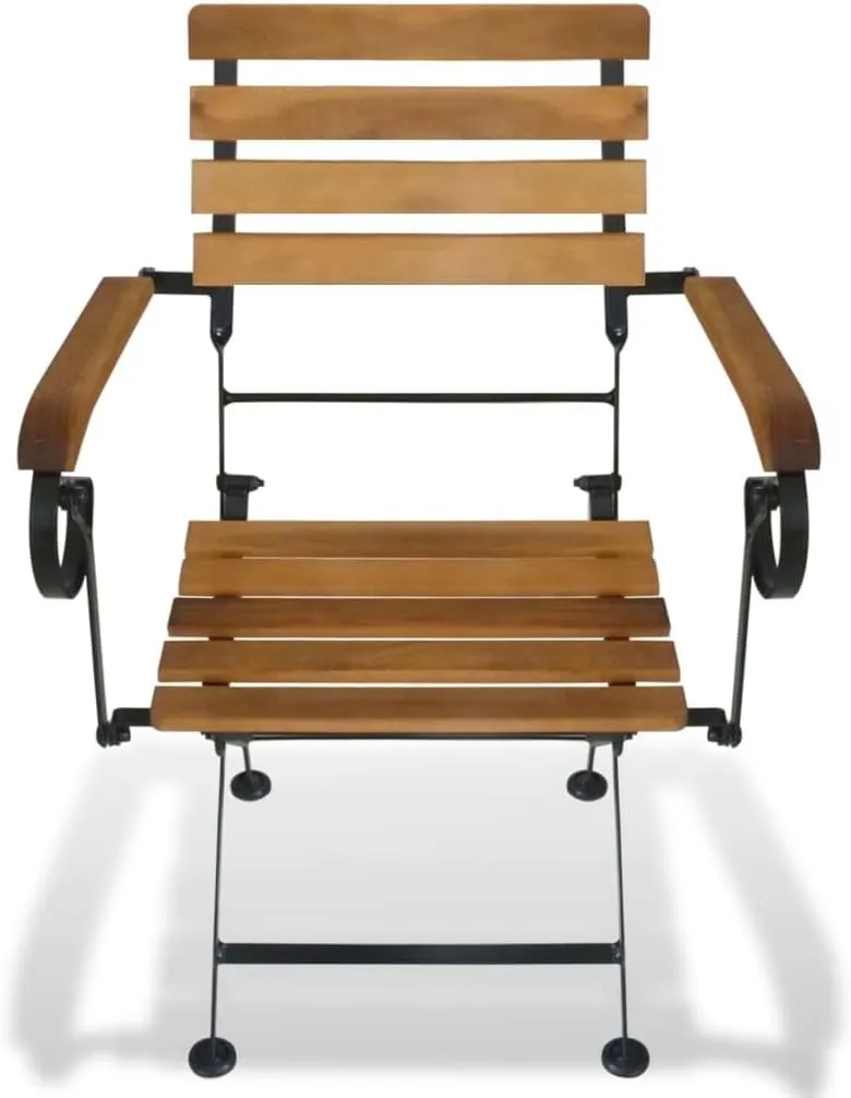 Folding Patio Chairs 2-Pack Solid Acacia Wood and Steel Outdoor Furniture Brown Foldable Garden Chairs for Poolside, Camping, Beach, Lawn, Backyard