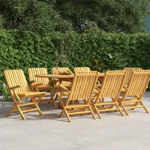 Folding Patio Chairs 8 pcs Solid Teak Wood Outdoor Garden Chairs 24" x 26.4" x 35.4" Foldable Dining Lounge Chairs with Comfortable Armrests and Backrest for Patio, Lawn, Deck, and Garden
