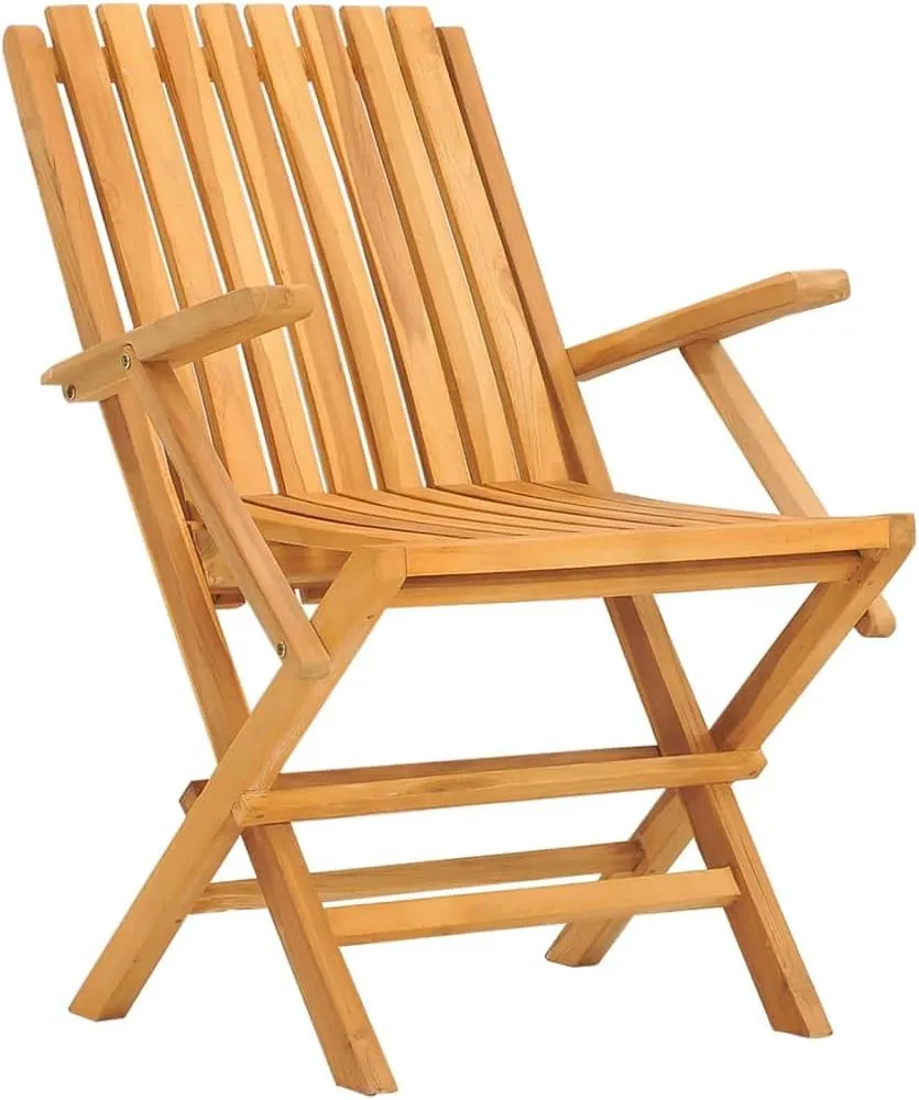 Folding Patio Chairs 8 pcs Solid Teak Wood Outdoor Garden Chairs 24" x 26.4" x 35.4" Foldable Dining Lounge Chairs with Comfortable Armrests and Backrest for Patio, Lawn, Deck, and Garden