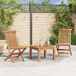 Folding Patio Chairs Set of 3 for Outdoor, Garden & Patio Teak Wood Chairs with Ergonomic Design, Comfortable and Durable Outdoor Furniture for Relaxation
