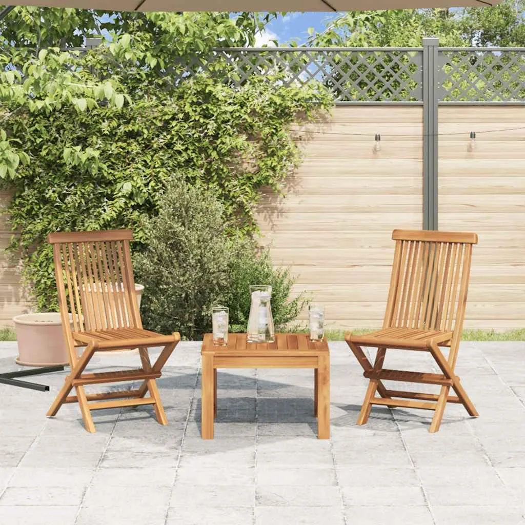 Folding Patio Chairs Set of 3 for Outdoor, Garden & Patio Teak Wood Chairs with Ergonomic Design, Comfortable and Durable Outdoor Furniture for Relaxation