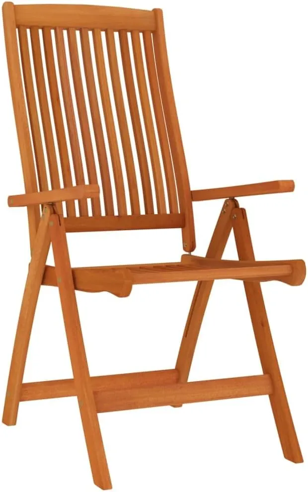 Folding Patio Chairs Set of 4 Solid Eucalyptus Outdoor Lounge Chairs Adjustable Reclining Patio Furniture for Garden, Terrace, Lawn, Beach and Camping