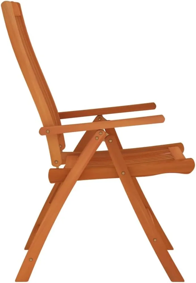 Folding Patio Chairs Set of 4 Solid Eucalyptus Outdoor Lounge Chairs Adjustable Reclining Patio Furniture for Garden, Terrace, Lawn, Beach and Camping