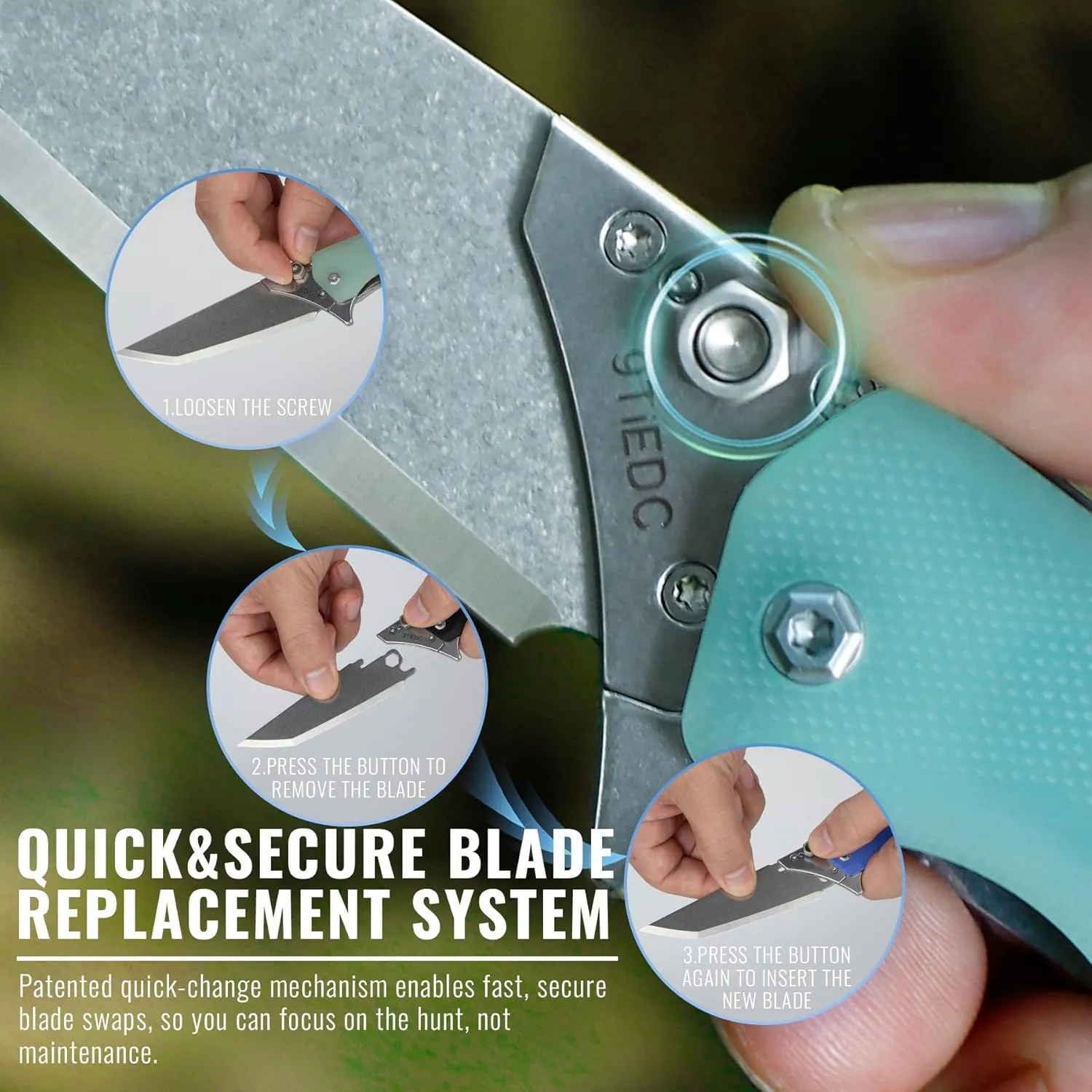 Folding Pocket Flipper Knife, 4pcs Replaceable Blades, 3.5" 440 Steel Blade G10 Handle EDC Knife with Pocket Clip for Men Women, Sharp Camping Survival Hiking, Outdoor or Indoor Carry Knives