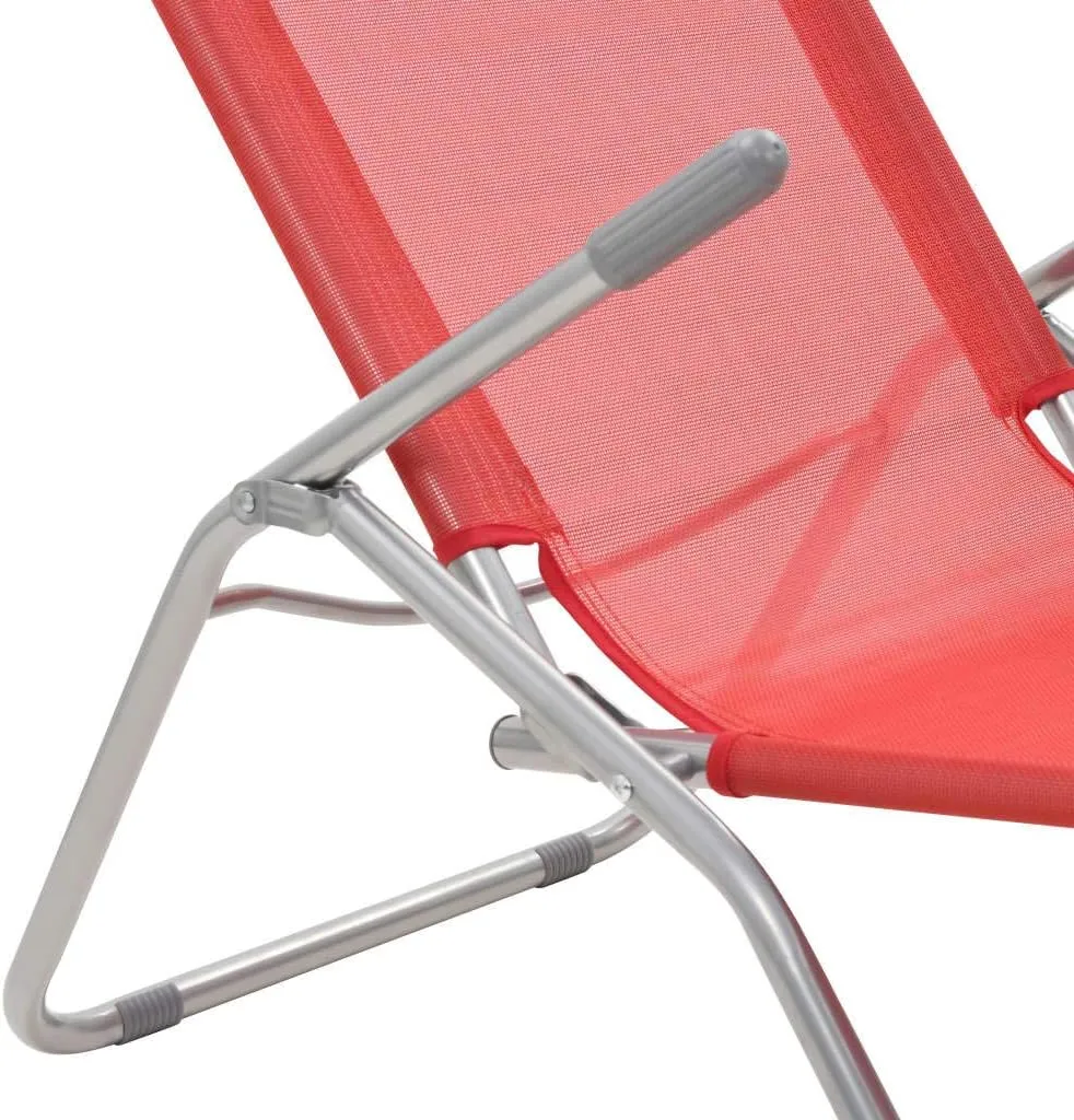 Folding Sun Loungers 2 pcs Textilene RedLuxury Sun Loungers with Adjustable Backrest and Cushioned Seat