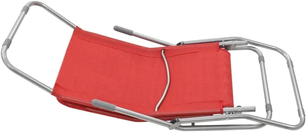 Folding Sun Loungers 2 pcs Textilene RedLuxury Sun Loungers with Adjustable Backrest and Cushioned Seat