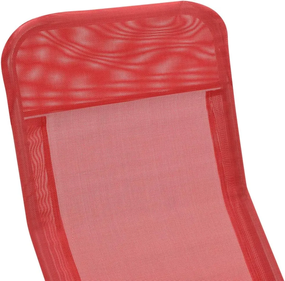 Folding Sun Loungers 2 pcs Textilene RedLuxury Sun Loungers with Adjustable Backrest and Cushioned Seat