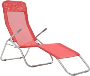 Folding Sun Loungers 2 pcs Textilene RedLuxury Sun Loungers with Adjustable Backrest and Cushioned Seat