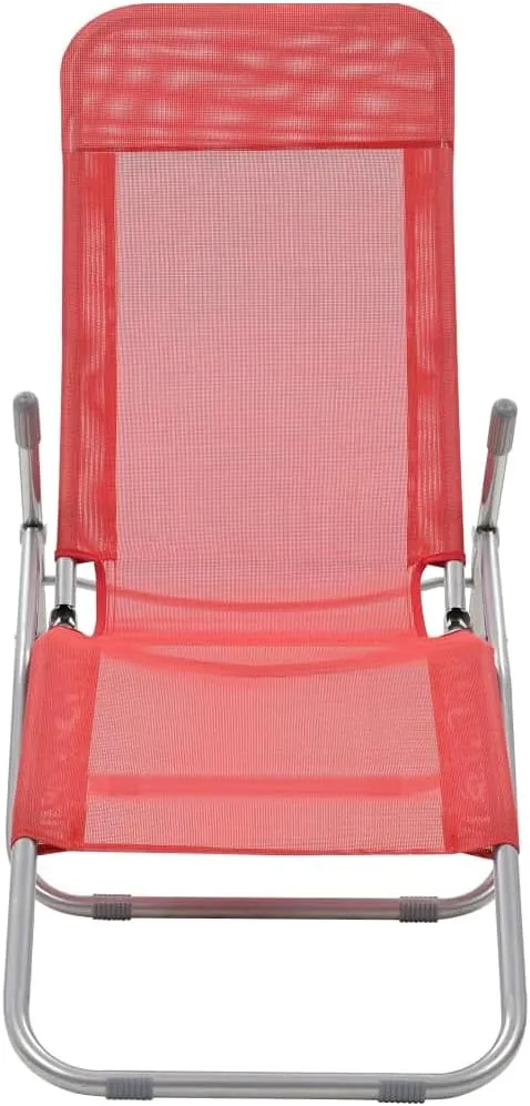 Folding Sun Loungers 2 pcs Textilene RedLuxury Sun Loungers with Adjustable Backrest and Cushioned Seat