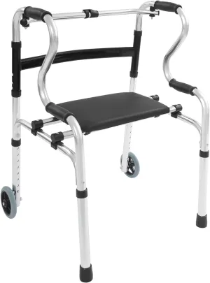 Folding Walker on Wheels with Removable Seat, 3-in-1 Stand-Assist Folding Walkers, Adjustable Height Walking Mobility Aid Toilet Handrail for Elderly Handicapped Disabled