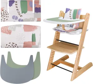for Tripp Trapp High Chair Cushion, Comfortable for Tripp Trapp High Chair Cushion, with Two High Chair Placemat, for Tripp Trapp Cushion Set Makes It More Comfortable for Baby (Light Color Print)