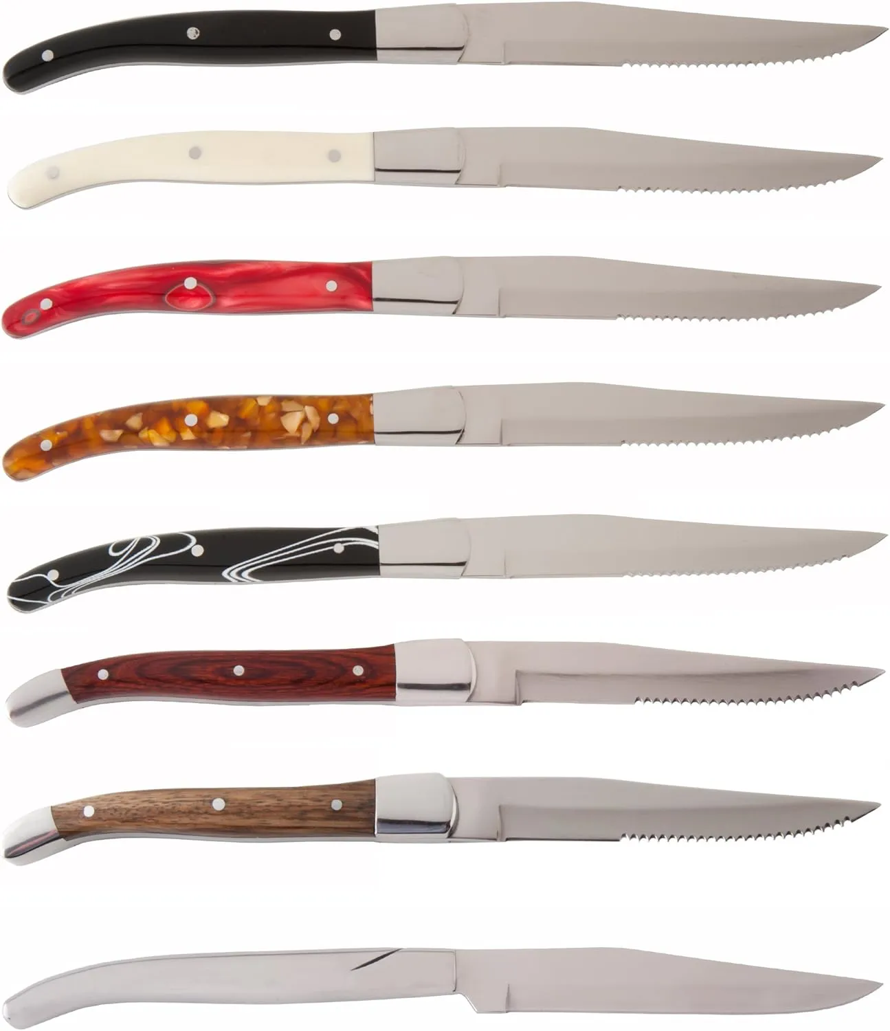 Fortessa Provencal Serrated Steak Knife, 9.25-Inch, Black Handle, Set of 6