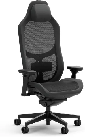 Fractal Design Refine Mesh Dark Gaming Chair - Ergonomic Office Desk Chair Functionality with 4D Adjustable Armrests, High-Back Support, Lumbar Cushion, and Breathable Mesh