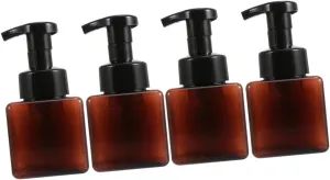 FRCOLOR 4pcs Foaming Pump Bottles Square Plastic Dispenser for Travel Toiletries Leakproof Mousse Soap Containers Creative Design Pump Bottles