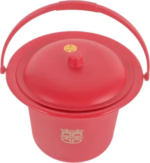 FRCOLOR Spittoon Bucket Urinals Spittoon Night Urine Pot Tank Riser Old People Spittoon Portable Urine Bucket Wedding Spittoon Urine Storage Pot Red Pp Enamel Household Bride