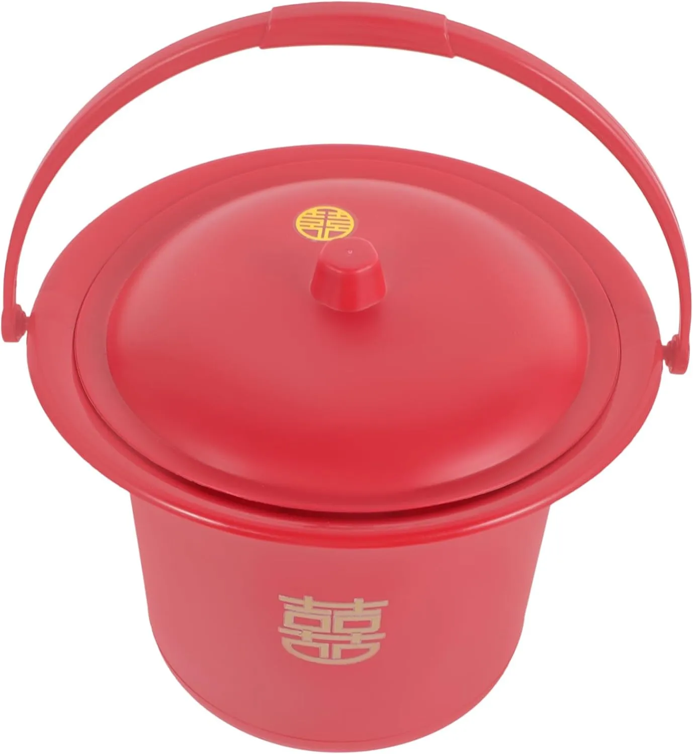 FRCOLOR Spittoon Bucket Urinals Spittoon Night Urine Pot Tank Riser Old People Spittoon Portable Urine Bucket Wedding Spittoon Urine Storage Pot Red Pp Enamel Household Bride