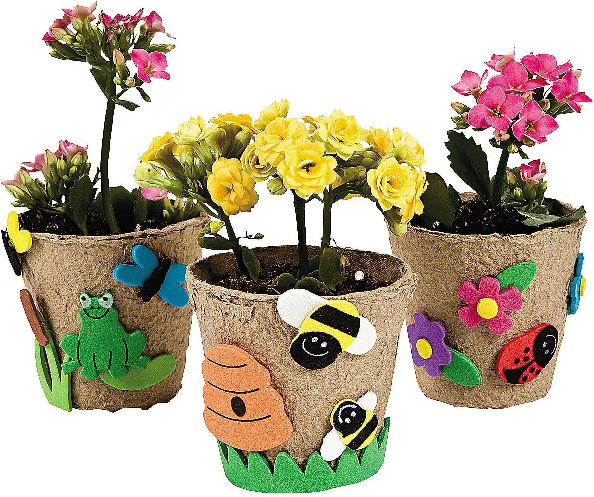 Fun Express Garden Pot Craft Kit – DIY Spring Painting Activity for Kids – Fun Home & Classroom Art Project for Creative Learning & Decorations – Perfect for Parties & Gifts – 12 Pieces