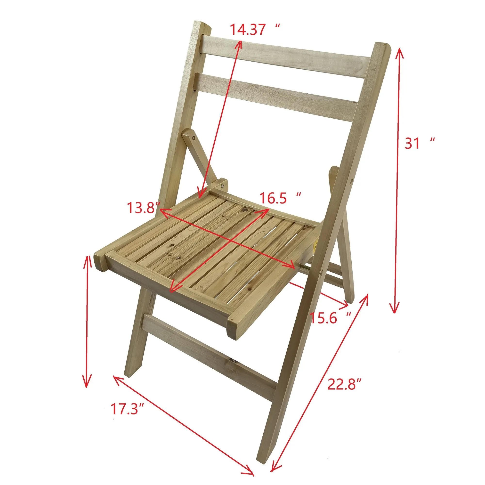 Furniture Slatted Wood Folding Special Event Chair - Wood, Set of 4, FOLDING CHAIR, FOLDABLE STYLE