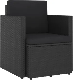 Garden Chairs, Balcony Chairs, Patio Chair with Cushions, Easy to Clean Suitable for Patio, Porch, Backyard, Balcony, Poolside, Garden Poly Rattan Black