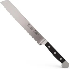 Güde Alpha Series Hand Forged/Sharpened Bread Knife Knife With Black Hostaform Handle 8-In, Made in Solingen, Germany Since 1910