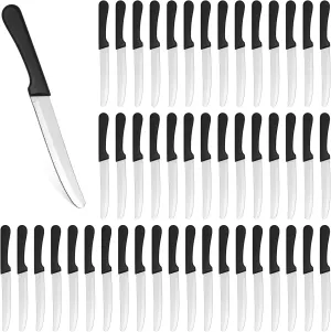 Geelin 50 Pieces 8.5 Inch Rounded Serrated Blade Steak Knives Stainless Steel Round Tip Blade Steak Knife with Plastic Handle for Kitchen Butter Cutlery Restaurant