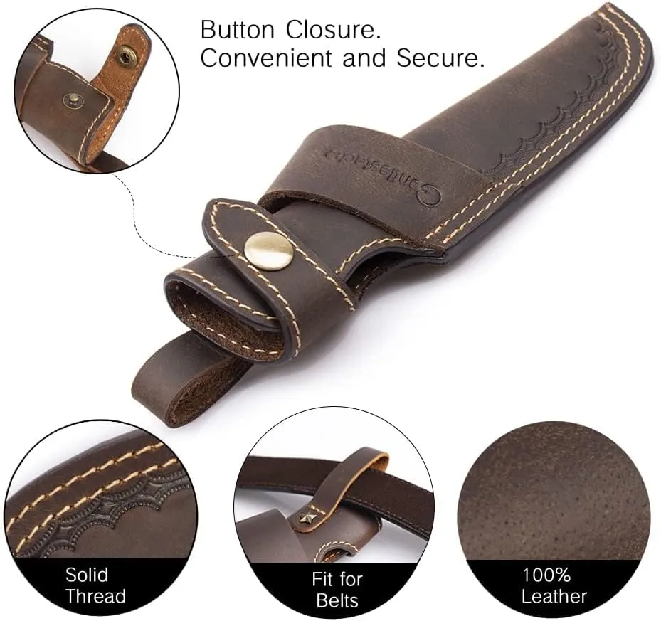 Gentlestache Horizontal Knife Sheath for 5 inch blade, Compact Draw, Dark Brown