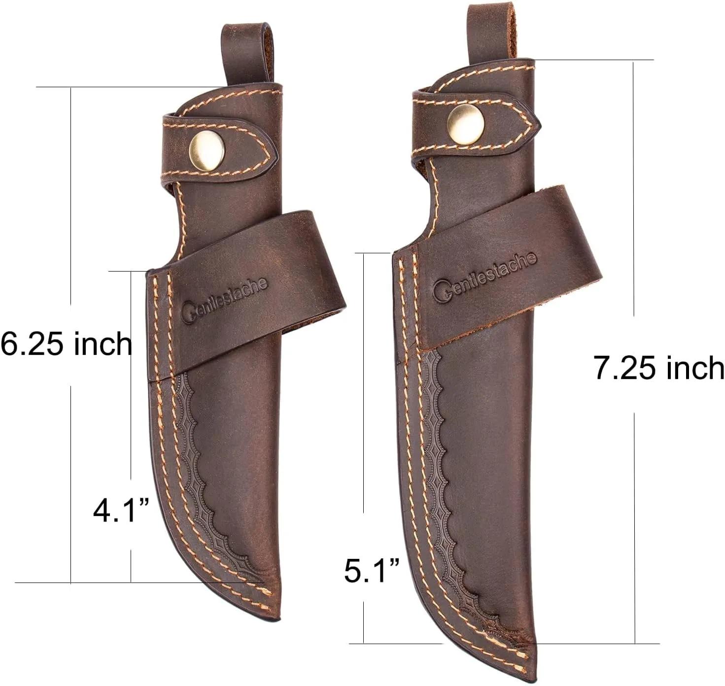 Gentlestache Horizontal Knife Sheath for 5 inch blade, Compact Draw, Dark Brown