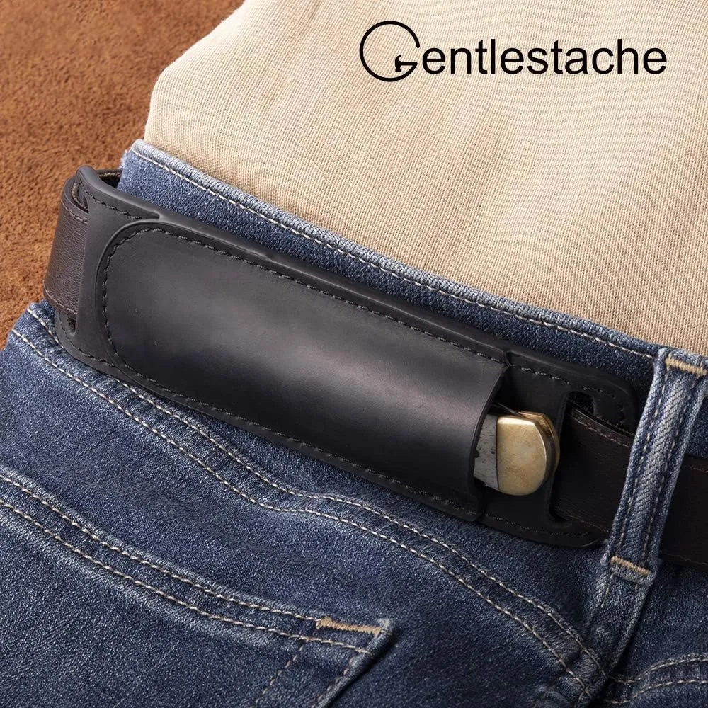 Gentlestache Leather Knife Sheaths for Belt, Knife Holster, Pocket Knife Sheath, EDC Leather Sheath for Folding Knife Carrier