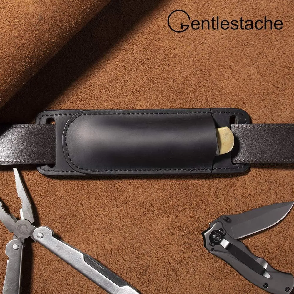 Gentlestache Leather Knife Sheaths for Belt, Knife Holster, Pocket Knife Sheath, EDC Leather Sheath for Folding Knife Carrier