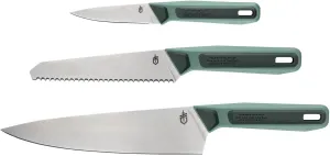 Gerber Gear ComplEAT Knife Set - Camp Cutting Set with Paring Knife with Sheaths, Serrated Utility & Chef's - Dishwasher-Safe