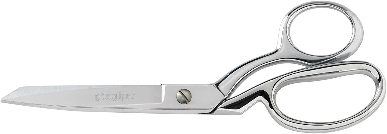 Gingher 8" Serrated Dressmaker's Fabric Scissors with Protective Sheath - 8" Stainless Steel Shears - Sharp Knife Edge Fabric Scissors - Silver
