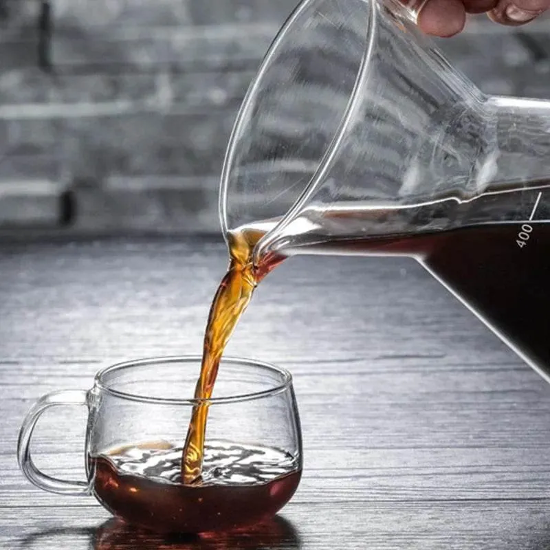 Glass Coffee Pot - 400ml Heat Resistant with Stainless Steel Filter