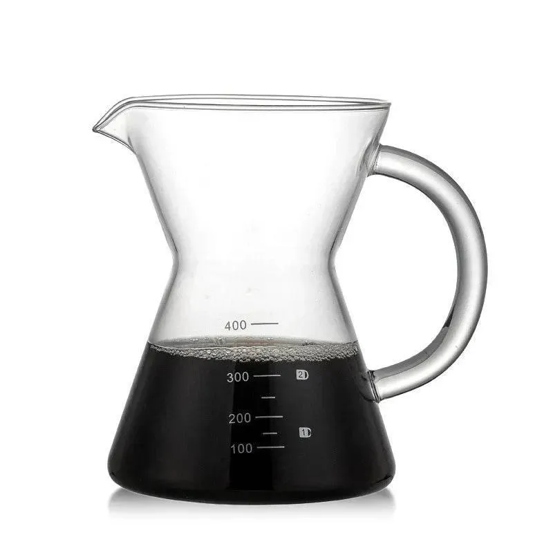 Glass Coffee Pot - 400ml Heat Resistant with Stainless Steel Filter
