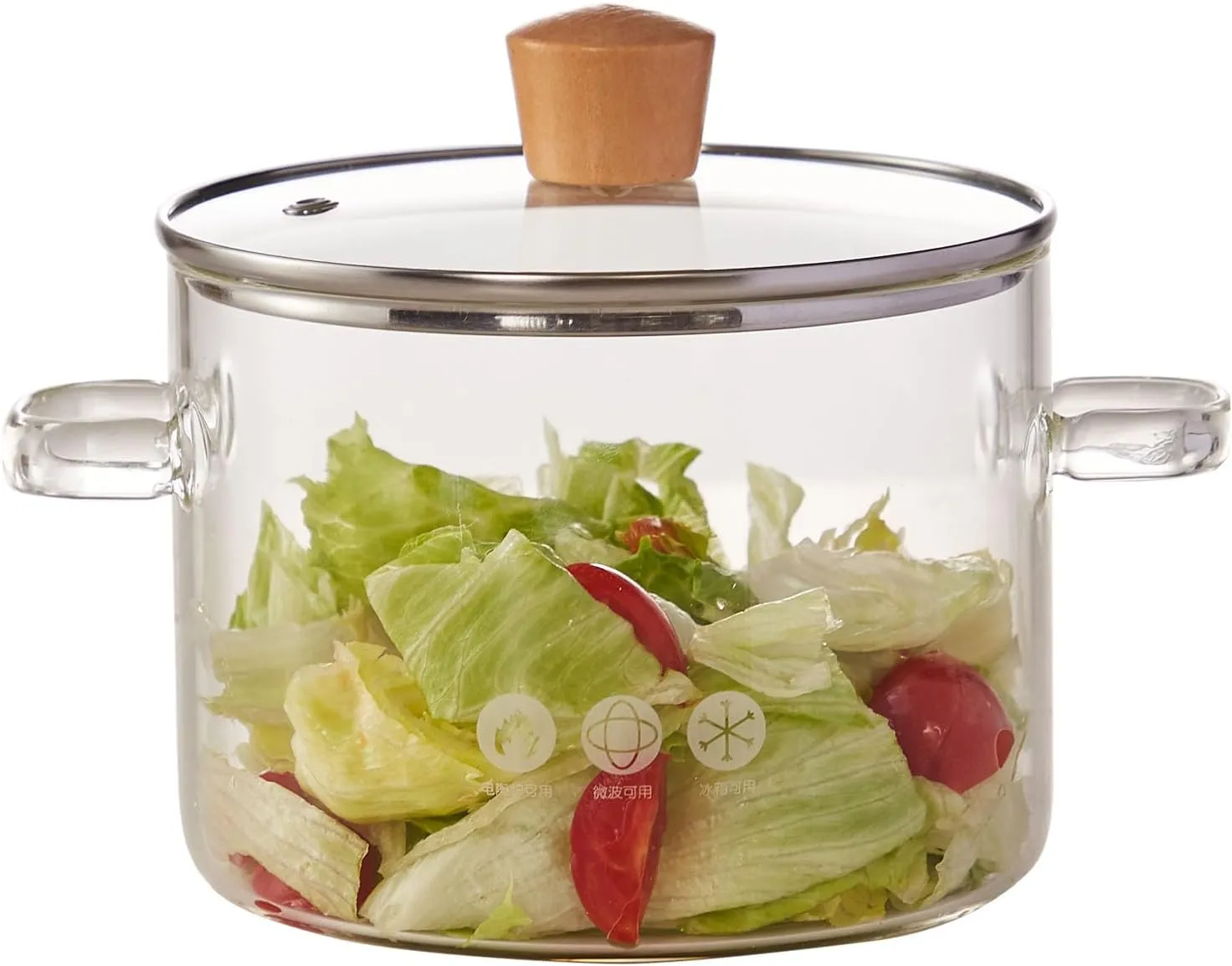Glass Cooking Pot with Lid-1.9L/64oz, Heat Resistant Borosilicate Stovetop Pot Set, Simmer Pot with Cover Safe for Soup, Milk, Baby Food