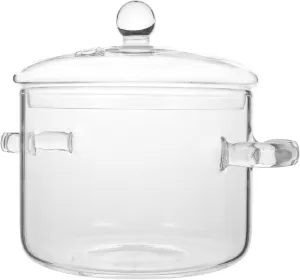 Glass Saucepan with Cover Heat-resistant Glass Stovetop Pot and Pan with Lid for Pasta Noodle, Soup, Milk, Baby Food (64oz/1900ml)