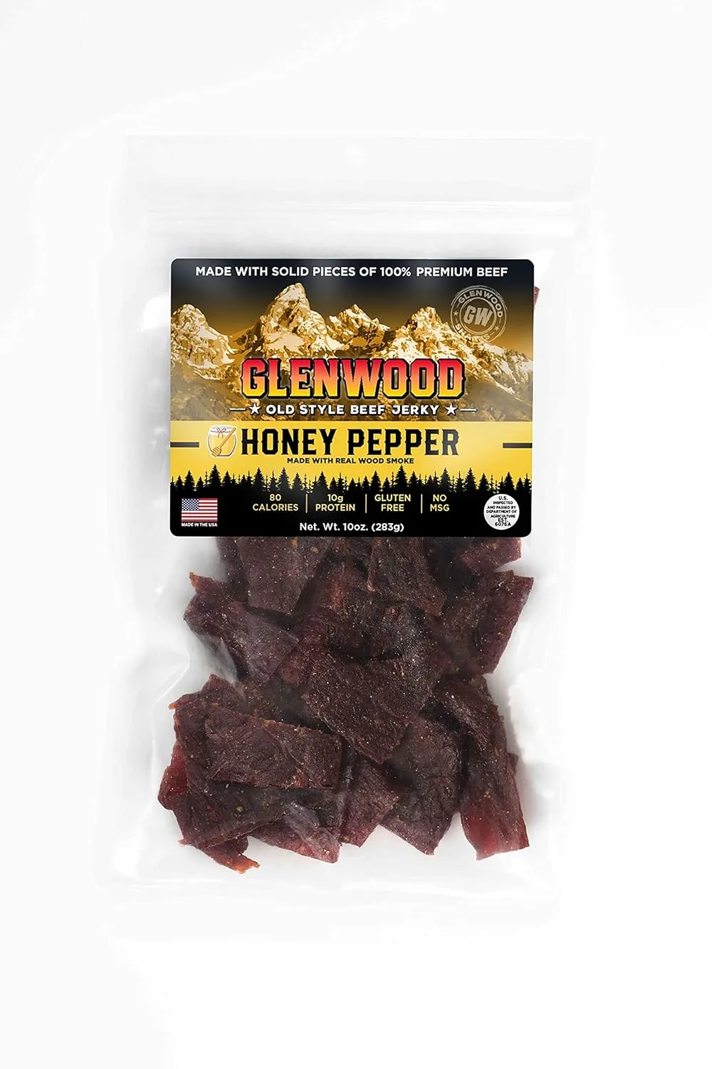 Glenwood Jerky 10oz Bag Moist and Tender Beef Jerky (Honey Pepper)